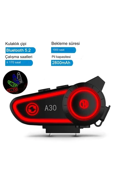 Bluetooth Cep Telefonu İnterkom Eşleştirmesi Gürültü Kontrol Teknolojisi Kurye Kask RGB Işıklı Kulaklık - 2