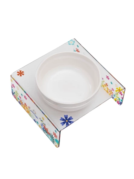 Petmagic Akrilik Beyaz Seramik Tekli Evcil Hayvan Kedi ve Mini Irk Köpek Mama Kabı-Tek İlkbahar - Resim 2