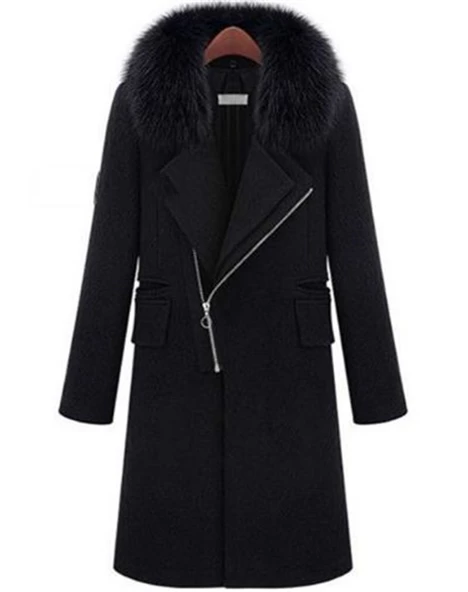 Kışlık Kürklü Kaşe Kadın Kaban - 2