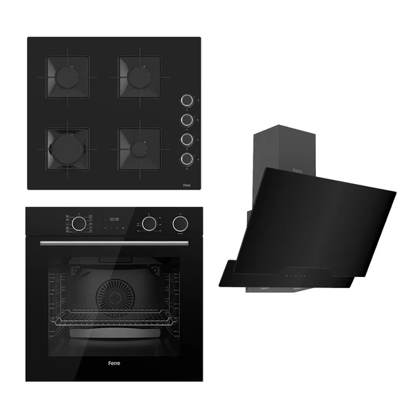 Ferre STEAMART SS Serisi Siyah Set (SS205 + XE64CS +D063 ) - Kare Emaye Izgara