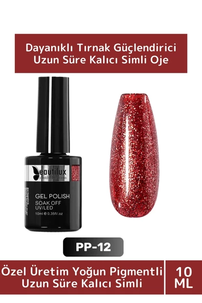 Özel Üretim Yüksek Pigmentli Hızlı Kuruyan Tırnak Güçlendirici 3 Aşamalı Kalıcı Simli Oje 10 Ml