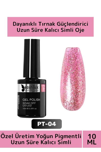 Özel Üretim Yüksek Pigmentli Hızlı Kuruyan Tırnak Güçlendirici 3 Aşamalı Kalıcı Simli Oje 10 Ml