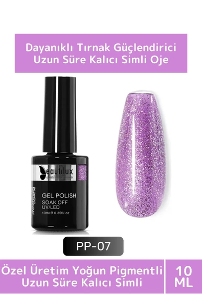 Özel Üretim Yüksek Pigmentli Hızlı Kuruyan Tırnak Güçlendirici 3 Aşamalı Kalıcı Simli Oje 10 Ml