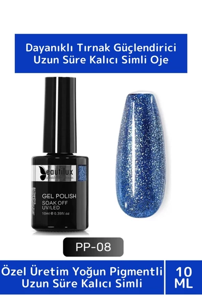 Özel Üretim Yüksek Pigmentli Hızlı Kuruyan Tırnak Güçlendirici 3 Aşamalı Kalıcı Simli Oje 10 Ml