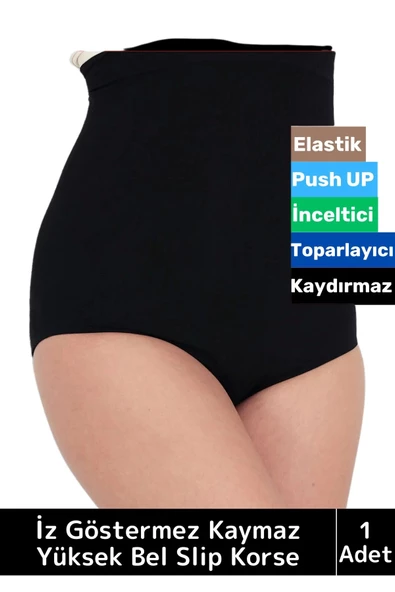 Özel İz Göstermez Kayma Önleyici Silikonlu Toparlayıcı Etkili Masaj Özellikli Yüksek Bel Slip Korse ürün görseli 1