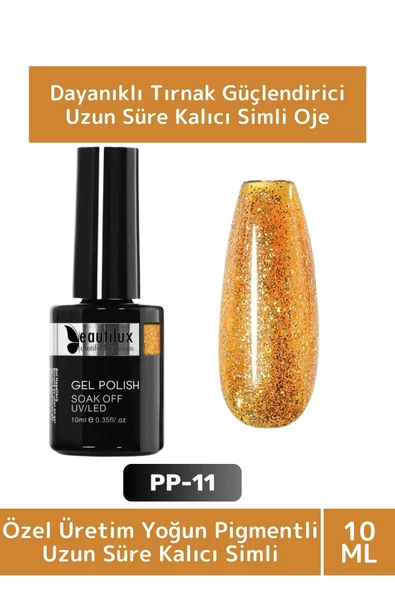Özel Üretim Yüksek Pigmentli Hızlı Kuruyan Tırnak Güçlendirici 3 Aşamalı Kalıcı Simli Oje 10 Ml