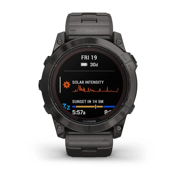 Garmin Fenix 7X Pro Sapphire Solar Karbon Gri DLC Titanyum - Titanyum Kayışlı