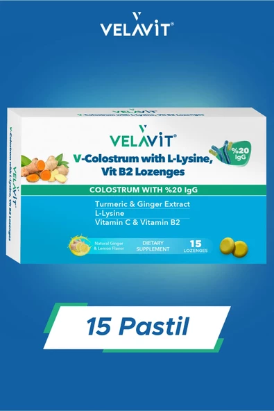 Velavit V- Colostrum With L-lysine Vitamin B2 Lozenges 15 Pastil ürün görseli