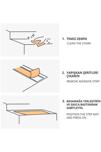 Dikdörtgen Dokuma Merdiven Halısı Kendinden Yapışkanlı - Resim 4