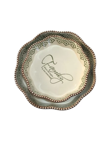 16426-y Yeşil 2'li Köşeli Yuvarlak Seramik Fırın Kabı 20x25 Cm - 4