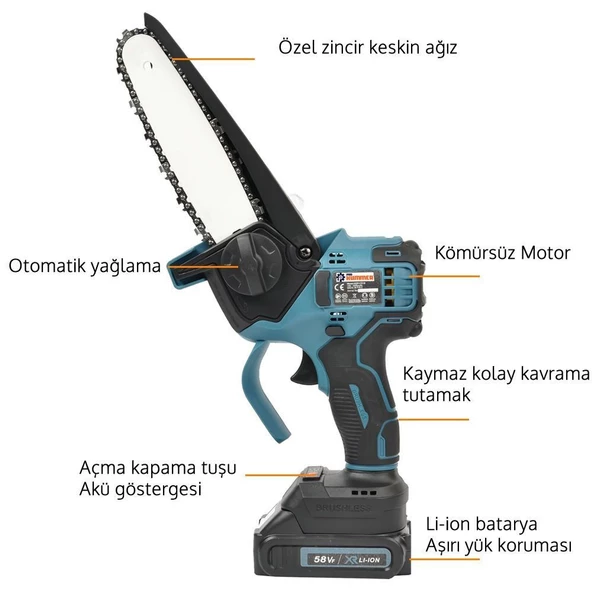 Akülü 3?lü Bahçe Seti Dal Budama, Testere ve Vidalama 58Vf  PH218 - 5