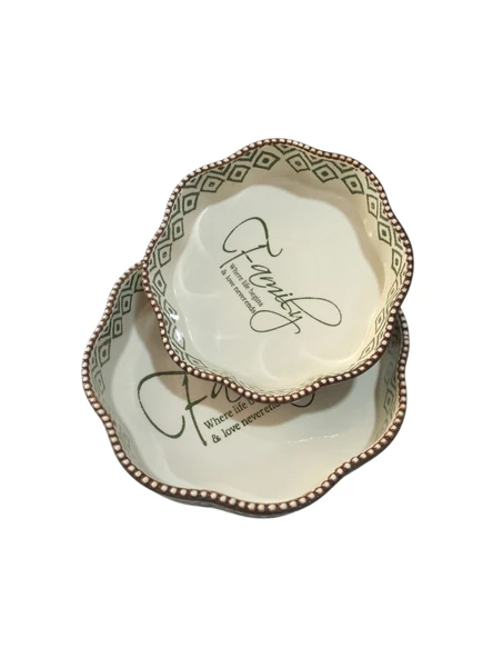 16426-y Yeşil 2'li Köşeli Yuvarlak Seramik Fırın Kabı 20x25 Cm - 3