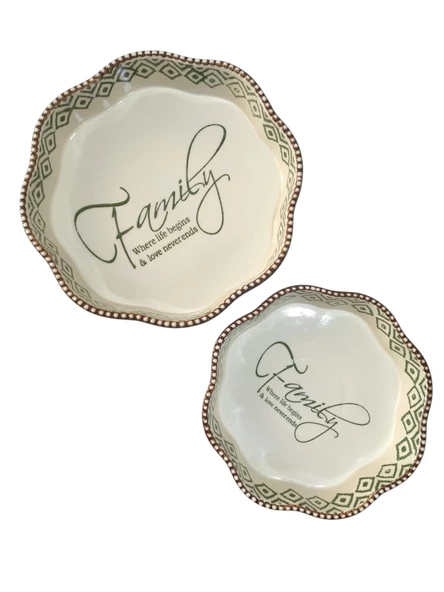 16426-y Yeşil 2'li Köşeli Yuvarlak Seramik Fırın Kabı 20x25 Cm - 5