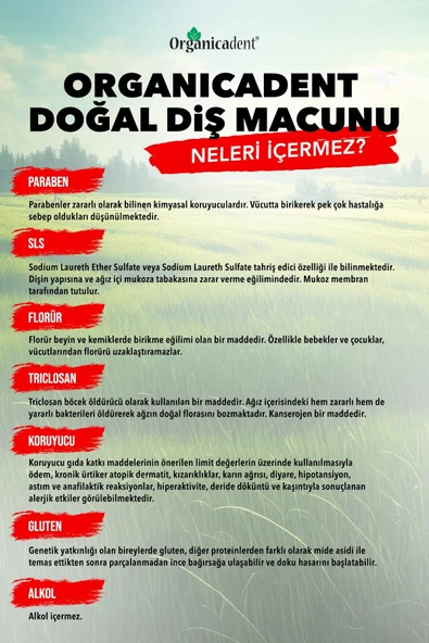 ORGANİCADENT DİŞ MACUNU3 ADET + 3 ADET DİŞ FIRCASI HEDİYELİ - 4