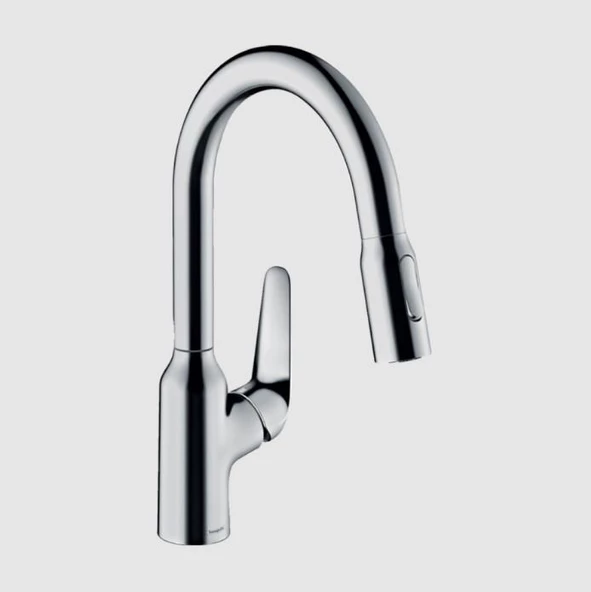 Hansgrohe Focus M42 Tek Kollu Eviye Bataryası 180, Çekilebilir El Duşu, 2jet, Sbox - 71821000