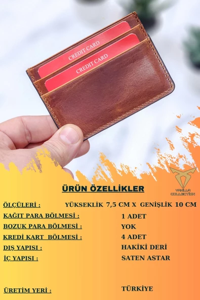 Hakiki Deri Kartlık Süper İnce Unisex Model Crazy Kahverengi - 5