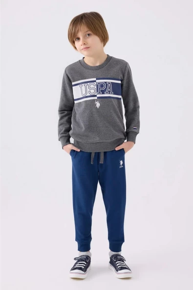 Uspolo Erkek Çocuk Antramelanj Garson Pijama Takımı 1900G - 2