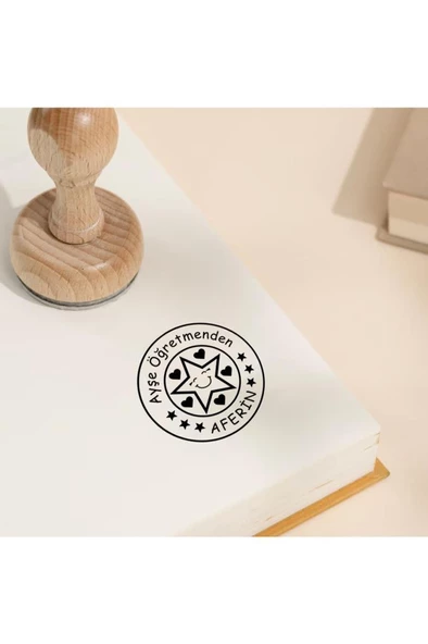 Kişiye Özel Öğretmen Kaşesi Mührü Kitap Mührü ve Istampa Set R5814-09