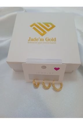 Paslanmaz Çelik Zirkon Taşlı Gold Küpeler