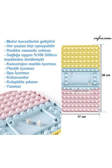 Silikon Tavla Popit Zarlı Duyusal Oyun