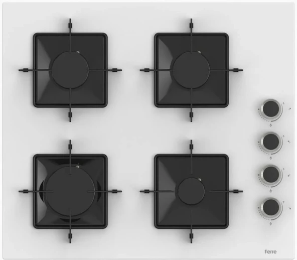 Ferre SS206 60cm Beyaz Ankastre kare emaye ızg ocak