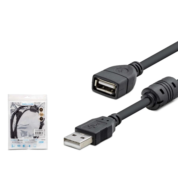 Hadron HDX7533 USB-A (F) - USB-A (M) 1.5mt USB Uzatma Kablosu - Siyah ürün görseli 1