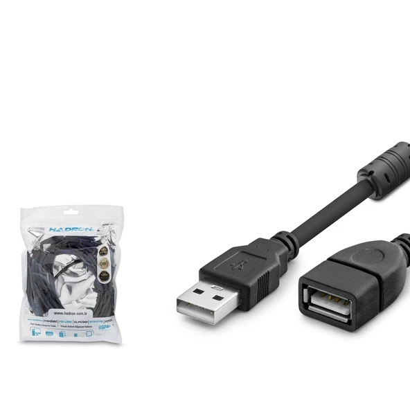 Hadron HDX7542 USB-A (F) - USB-A (M) 3mt USBUzatma Kablosu - Siyah ürün görseli 1