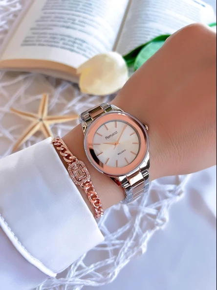 Ferrucci Çelik Kordon 2 Yıl Garantili Yeni Sezon 30 Mt Suya Dayanıklı Kadın Kol Saati B.03412.M04X - 2