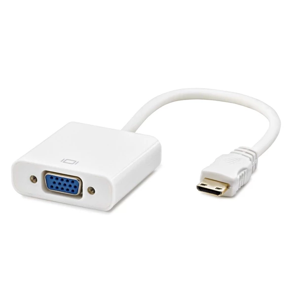 Hadron HDX7771 Mini HDMI (M) - VGA (F) Dönüştürücü Adaptör - Beyaz ürün görseli 1
