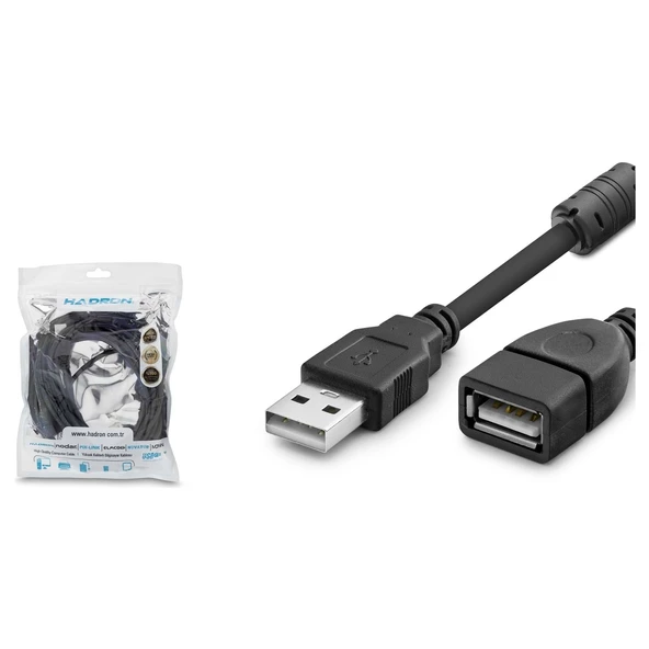 Hadron HDX7521 USB-A (F) - USB-A (M) 5mt USB Uzatma Kablosu - Siyah