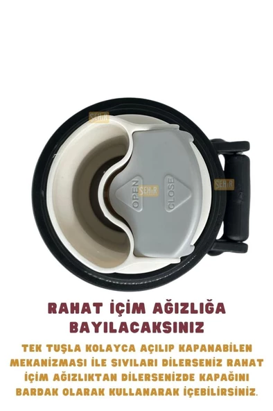 Galatasaray Çelik Termos Bardaklı Kapak Siyah 650 Ml - 4