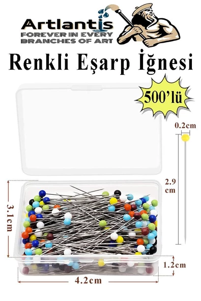 Eşarp İğnesi Renkli 500 lü 1 Paket Türban İğnesi Başörtüsü Toplu İğne Şal Düğün Nikah Nişan Kına Sünnet Takı İğnesi