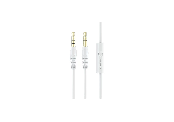 Syrox C118-B 1.5mt 3.5mm AUX Mikrofonlu Ses Kablosu - Beyaz