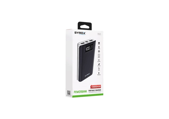 Syrox PB107 20.000mAh Dijital Göstergeli Çift Çıkışlı Powerbank - Siyah - 2
