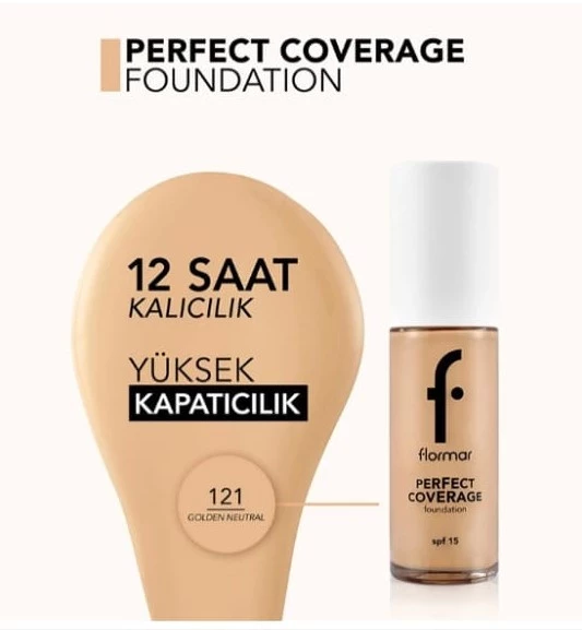 Flormar Perfect Coverage Foundation 121 Golden Neutral - 4