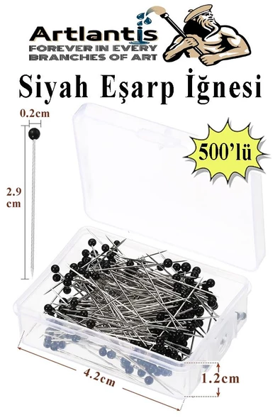 Eşarp İğnesi Siyah 500 lü 1 Paket Türban İğnesi Başörtüsü Toplu İğne Şal Düğün Nikah Nişan Kına Sünnet Takı İğnesi