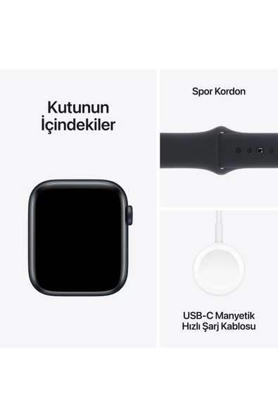 APPLE Watch SE GPS + Cellular 44mm Gece Yarısı Alüminyum Kasa ve Gece Yarısı Spor Kordon - M/L