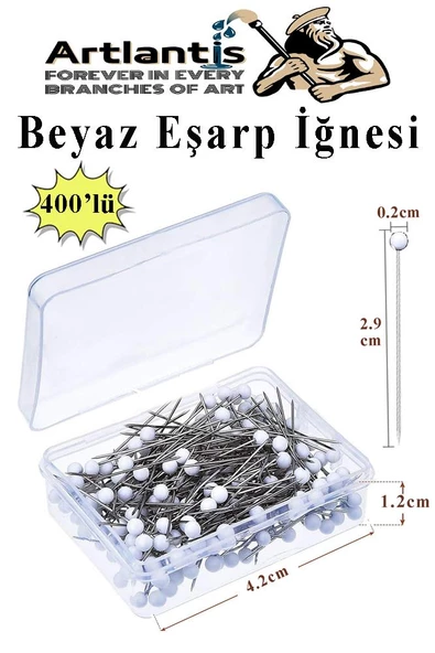 Eşarp İğnesi Beyaz 400 lü 1 Paket Türban İğnesi Başörtüsü Toplu İğne Şal Düğün Nikah Nişan Kına Sünnet Takı İğnesi