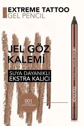 Flormar Işıltılı Kalıcı Göz Kalemi (BAKIR) - Extreme Tattoo Gel Pencil - 001 Glitzy Brown - 4