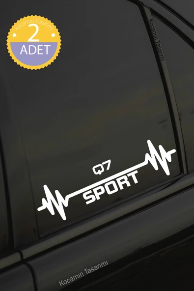 Audi Q7 Nabız Kalp Atışı Ritim Q7 Araç Uyumlu Oto Sticker 2 Adet Beyaz 20*7CM