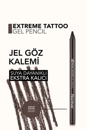 Flormar Suya Dayanıklı Jel Göz Kalemi (KOYU KAHVE) - Extreme Tattoo Gel Pencil - 002 Walnut - 4