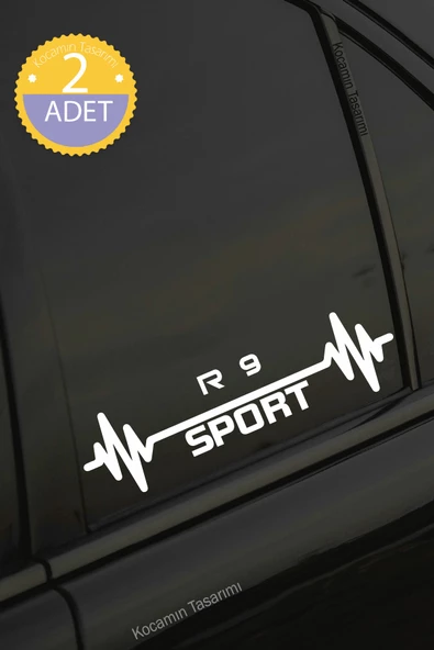 Renault R 9 Nabız Kalp Atışı Ritim R 9 Araç Uyumlu Oto Sticker 2 Adet Beyaz 20*7CM