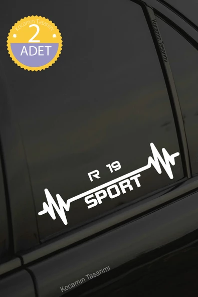 Renault R 19 Nabız Kalp Atışı Ritim R 19 Araç Uyumlu Oto Sticker 2 Adet Beyaz 20*7CM