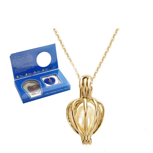 Pigado İstiridye İçi Gerçek İnci 925 ayar Gümüş Kafes Kolye - 6