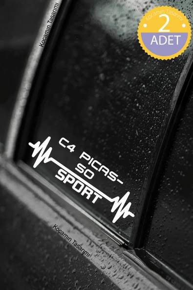 Citroen C4 Picasso Nabız Kalp Atışı Ritim C4 Picasso Araç Uyumlu Oto Sticker 2 Adet Beyaz 20*7CM - Resim 2