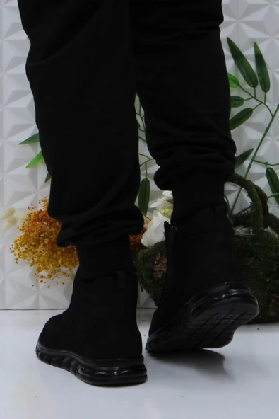 Mehmet Mete 230 Siyah Frm Men Lastik Bağçıklı Kauçuk Taban Hakiki Deri Erkek Bot - Resim 4