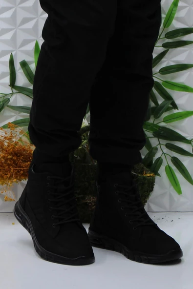 Mehmet Mete 230 Siyah Frm Men Lastik Bağçıklı Kauçuk Taban Hakiki Deri Erkek Bot - Resim 2