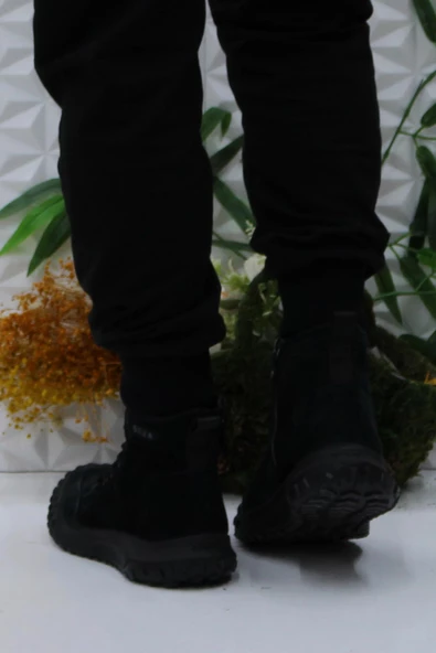 Fort Guja 24K503 Siyah Süet Rahat Esnek Orijinal Ürün Hakiki Deri Erkek Bot - Resim 4