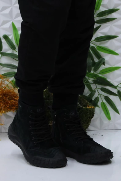 Fort Guja 24K503 Siyah Süet Rahat Esnek Orijinal Ürün Hakiki Deri Erkek Bot - Resim 2