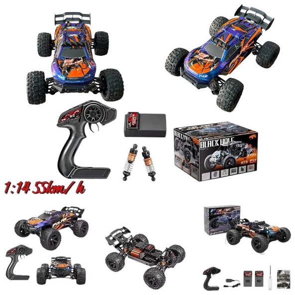 ELEKTRİKLİ RC 1:14 ÖLÇEK SERVO MOTOR MEGA ARAZİ ARACI SPOR ARAÇ 55 KM HIZ RC ARAÇ - 2